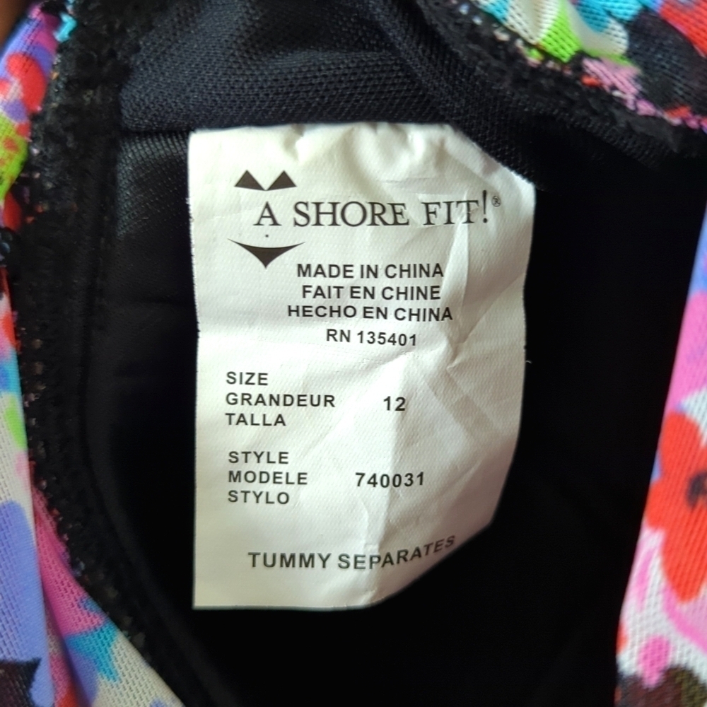 A Shore Fit Colorful Floral Mesh Sweetheart Neckline Padded Tankini Swim Top 12 - Picture 5 of 12